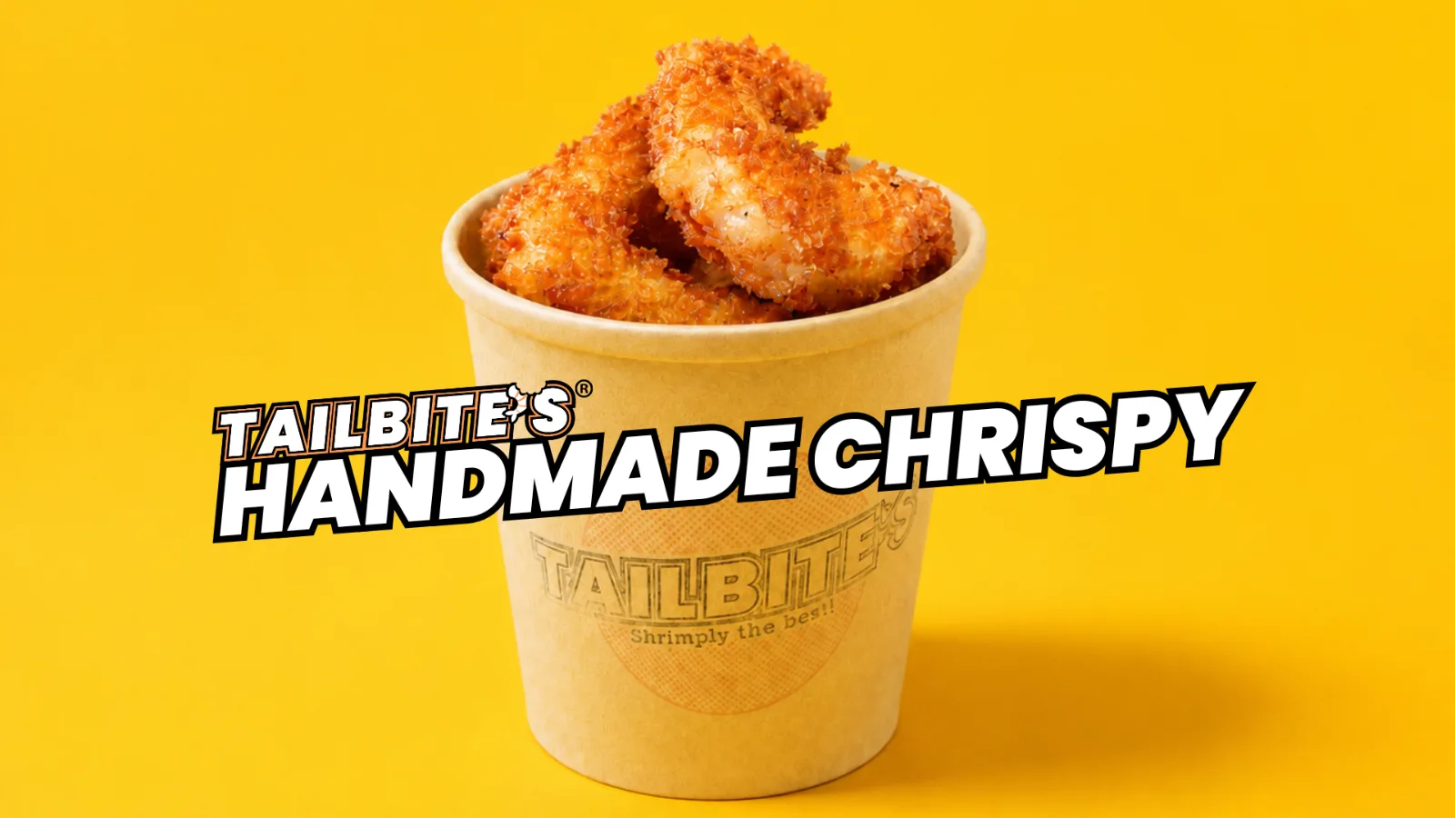 TAILBITE’S® Handmade Crispy krevetid kraftpaberist topsis kollasel taustal